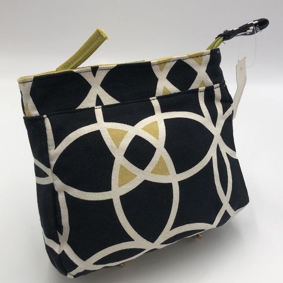 NWT ASPEGREN geometric cosmetic bag with zipper top and interior zip pocket - Picture 4 of 6